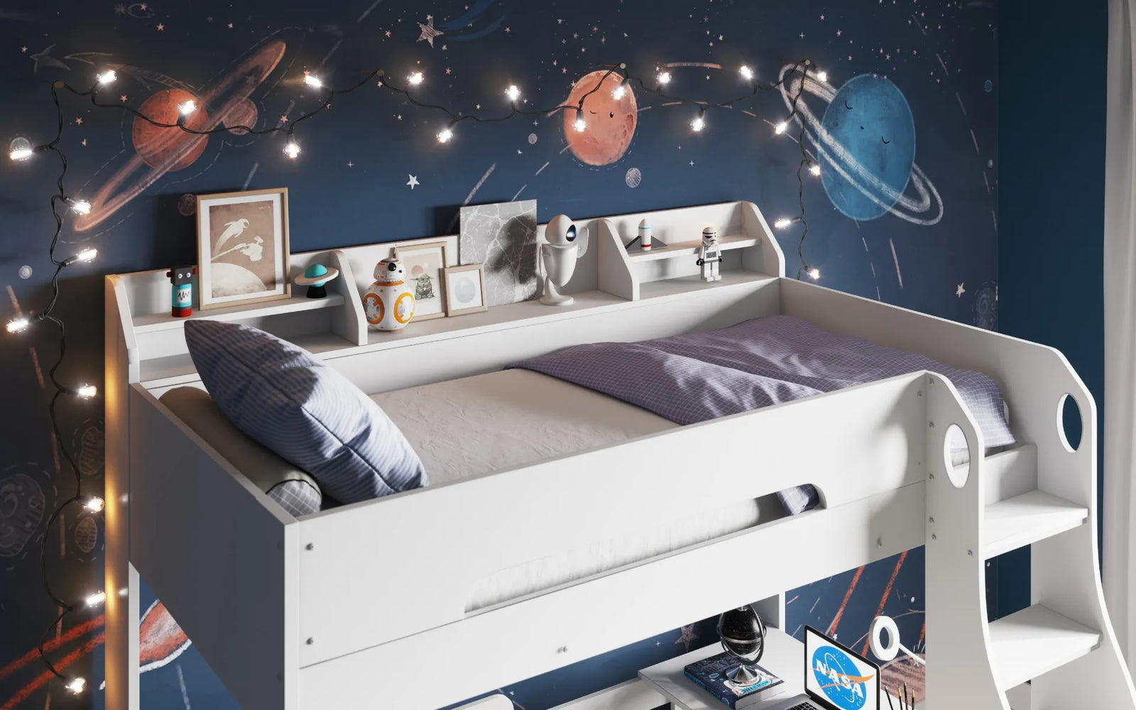 Comet L Shaped Triple Bunk Bed White