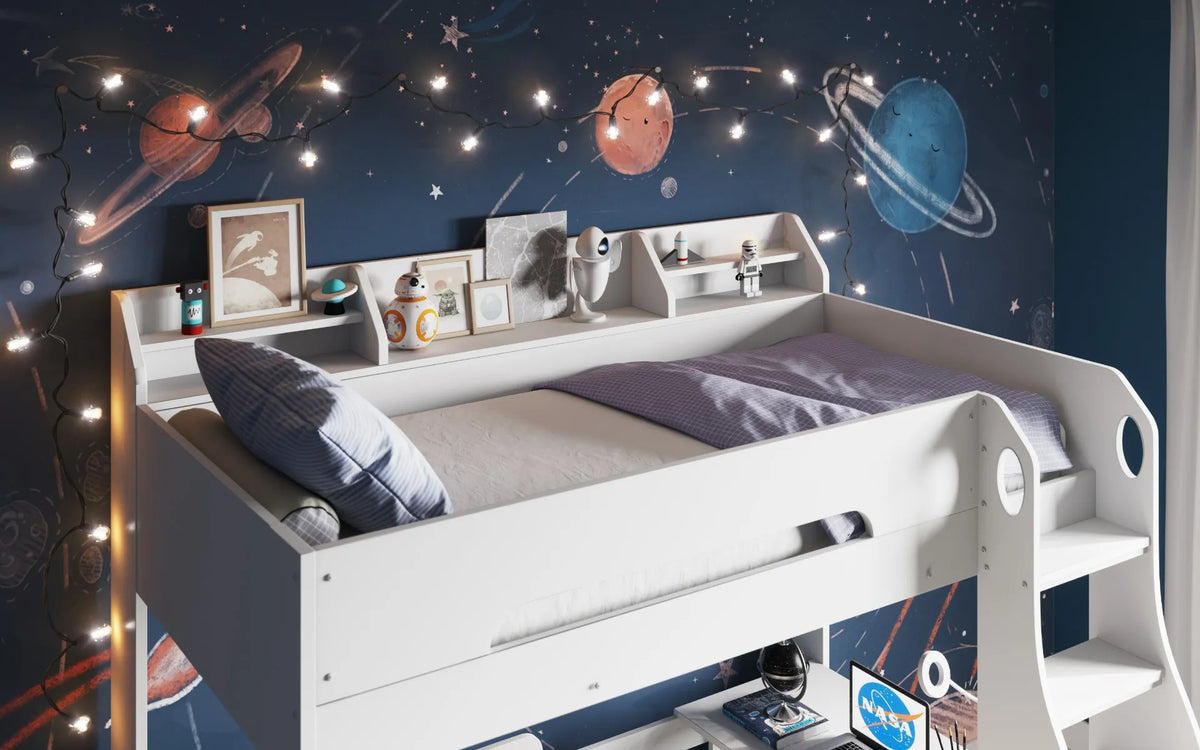 Comet L Shaped Triple Bunk Bed White